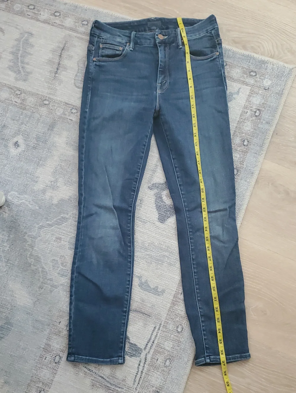 Mother High Waisted Looker Crop Pardon My French Blue Soft Stretch Jeans Sz25